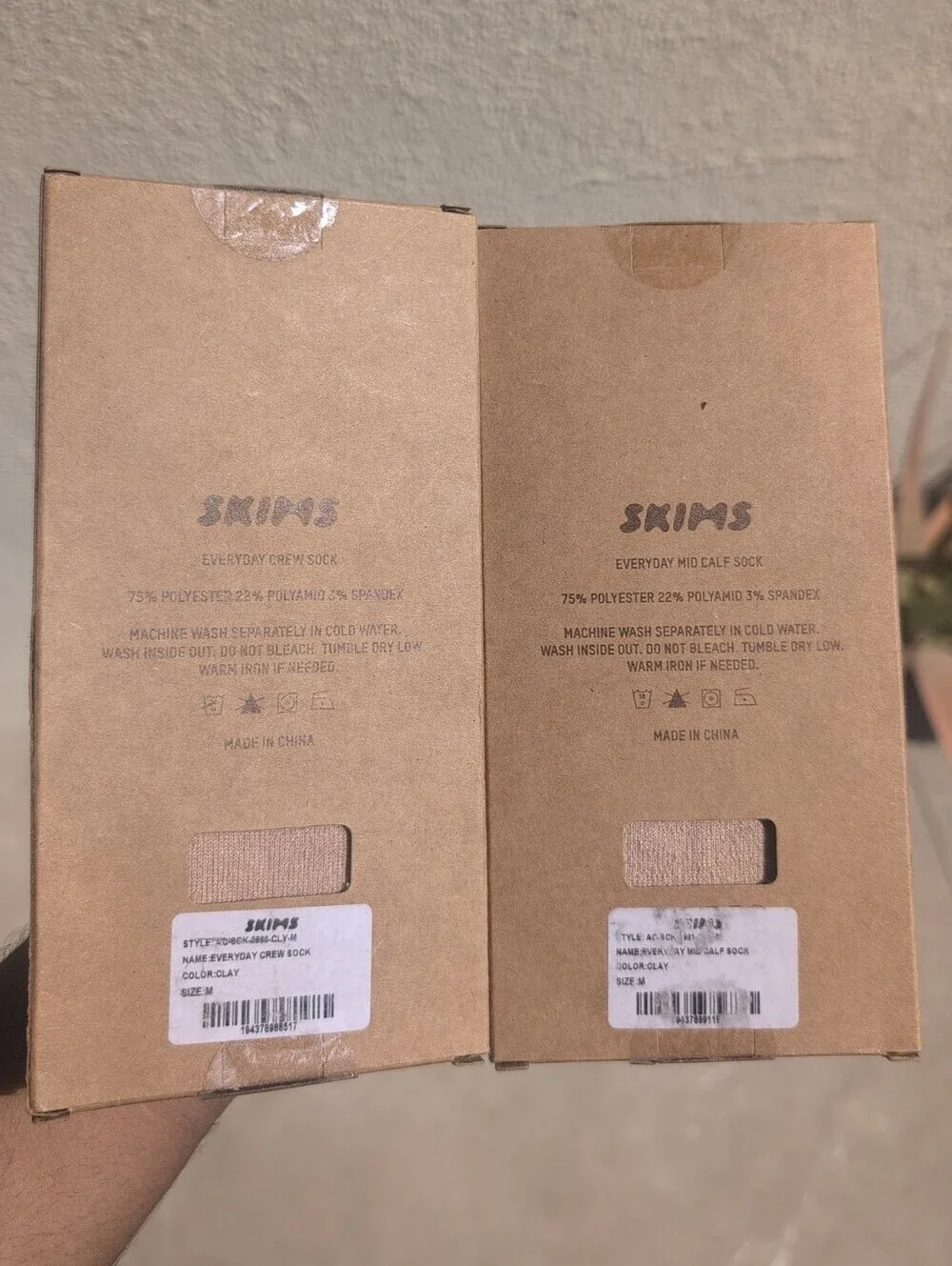 SKIMS Women's Everyday Mid Calf Sock- Clay 2 Pair Bundle